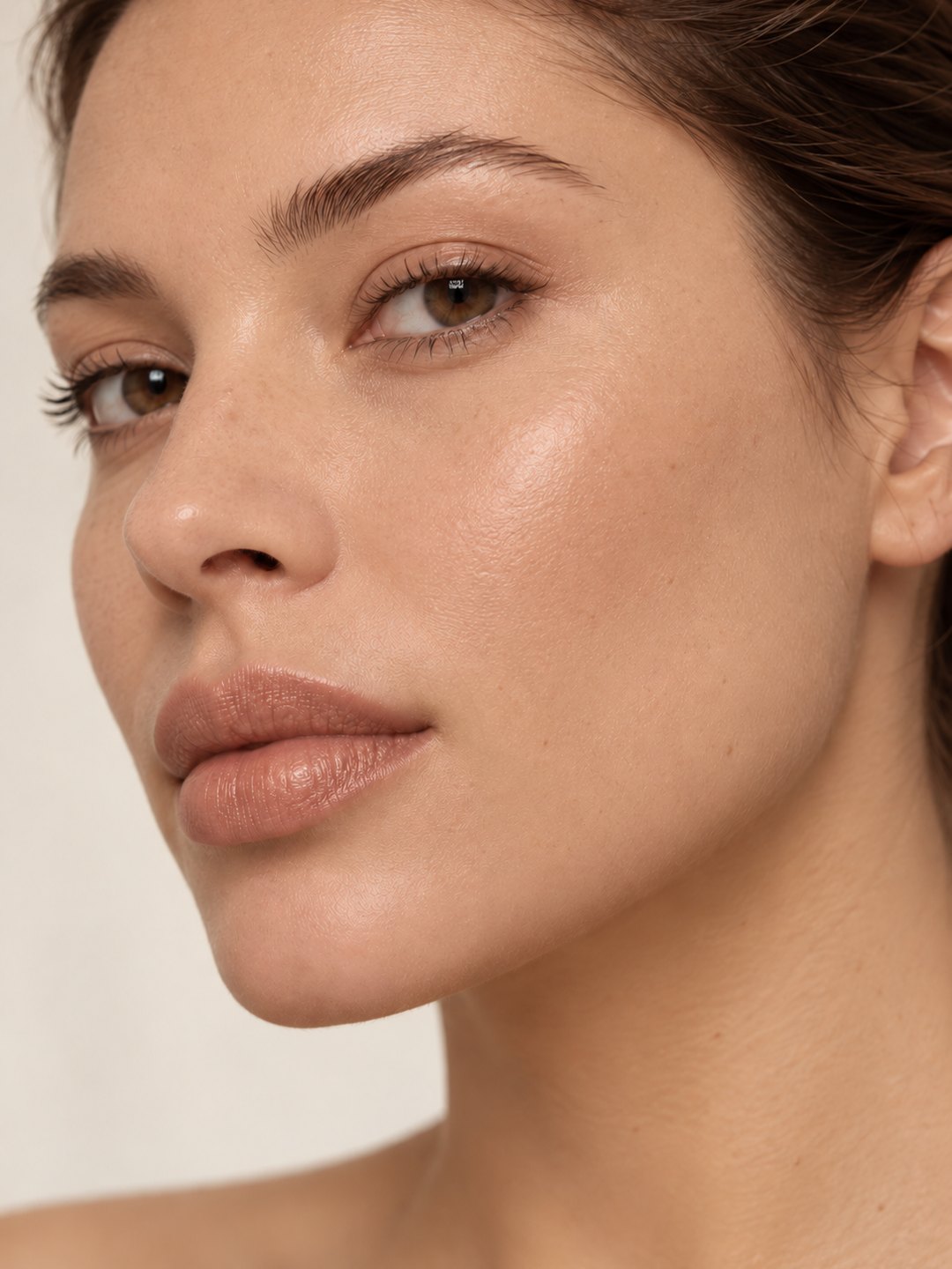 Look natural con bálsamo marrón en labios y mejillas