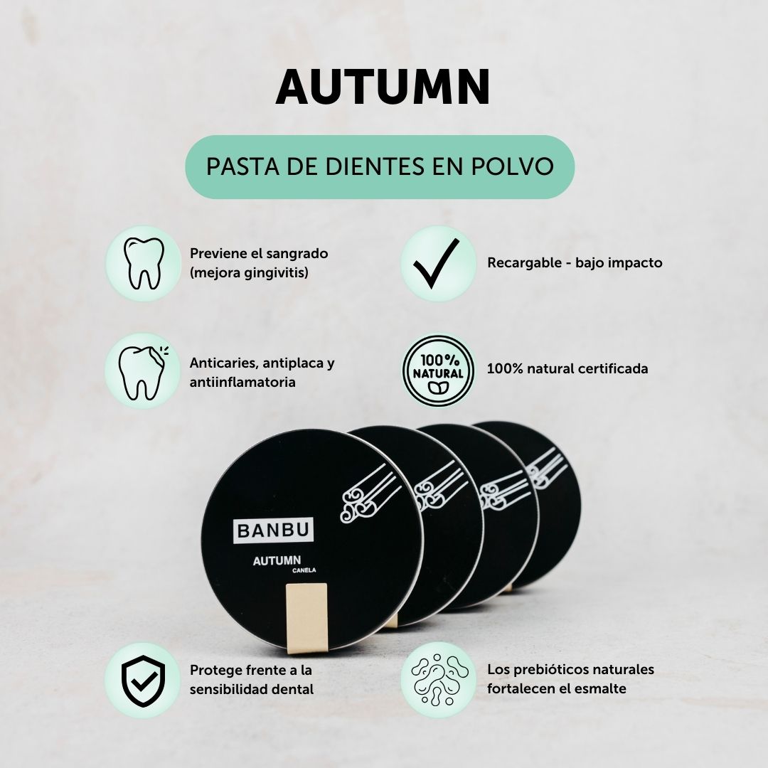 Pasta de dientes en polvo creada con ingredientes naturales que previenen el sangrado, mejorando la gingivitis, es anticaries, antiplaca y antinflamatoria protegiéndote contra la sensibilidad dental. Contiene prebióticos naturales que fortalecen el esmalte.