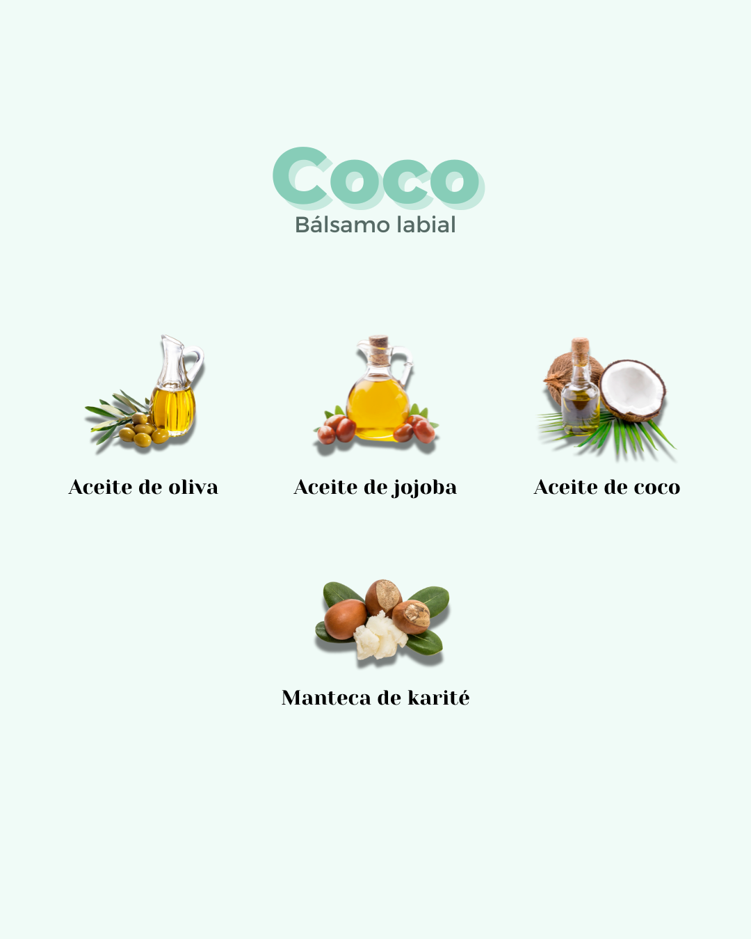  El bálsamo labial con aroma a coco esta formulado con ingredientes naturales entre los que se encuentran: el aceite de oliva, aceite de jojoba, aceite de coco y la manteca de karité