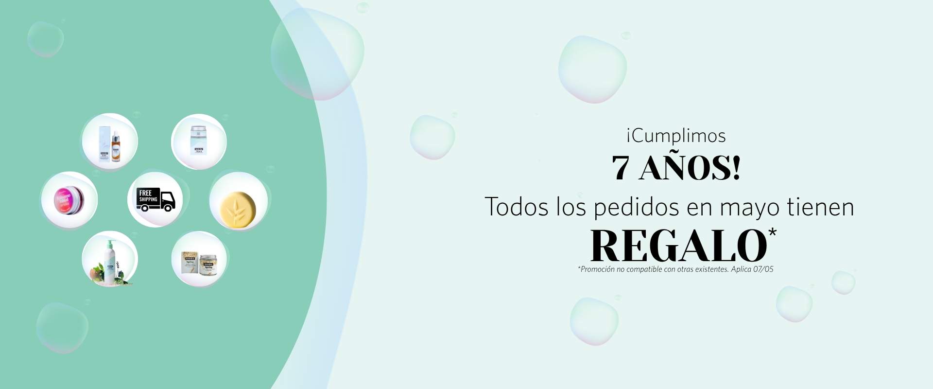 Aniversario de banbu, regalamos cosmética natural en cada pedido.