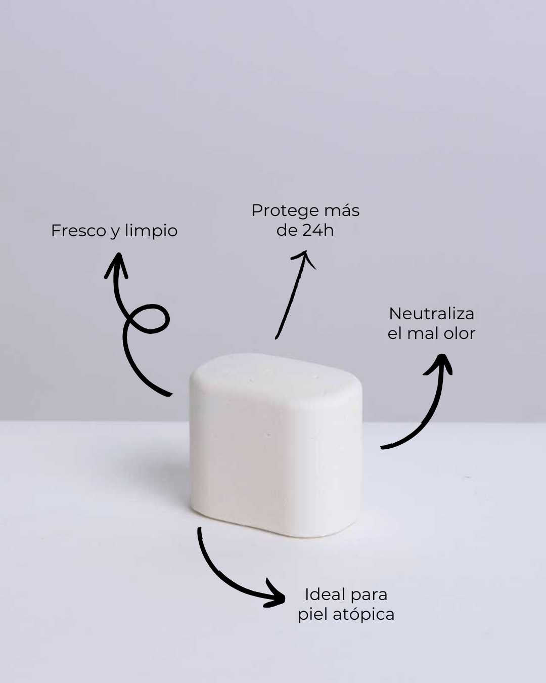 Desodorante sólido natural Soft Breeze que protege más de 24 h, neutraliza el mal olor y es ideal para piel atópica. Desodorante sin aluminio, sin alcohol ni químicos.