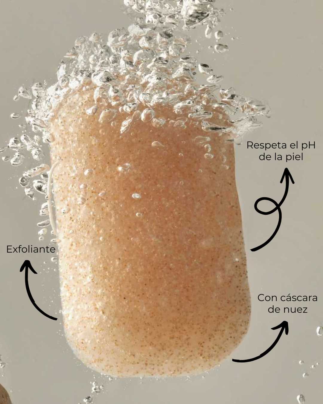 Esponja corporal konjac con cáscara de nuez, exfoliante