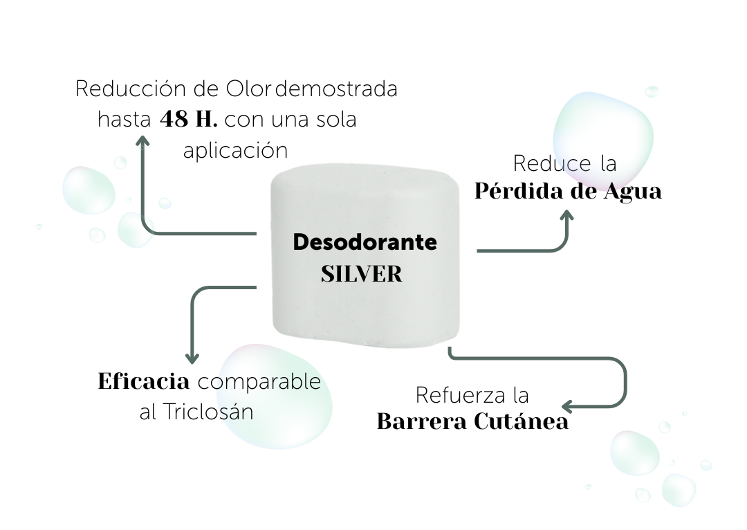 Formato de recarga del desodorante sólido Silver Touch de BANBU junto a su aplicador sostenible verde agua. Un producto con perfume frutal dulce 100% natural, formulado como un desodorante sin disruptores endocrinos ni ftalatos.