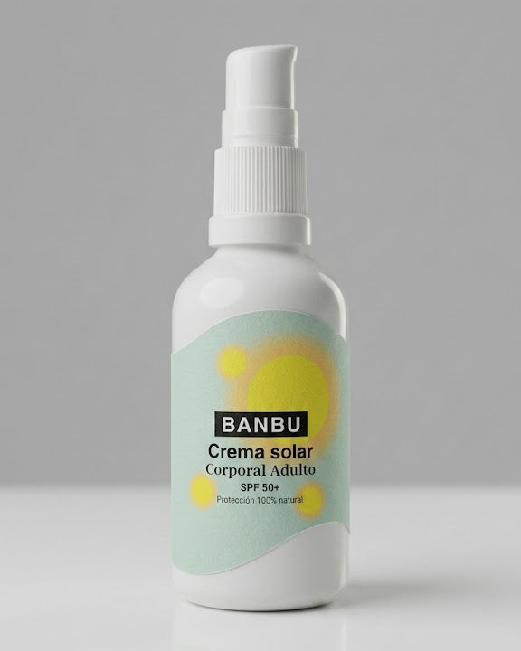 Envase de crema solar corporal sin disruptores endocrinos de alta protección con filtro mineral